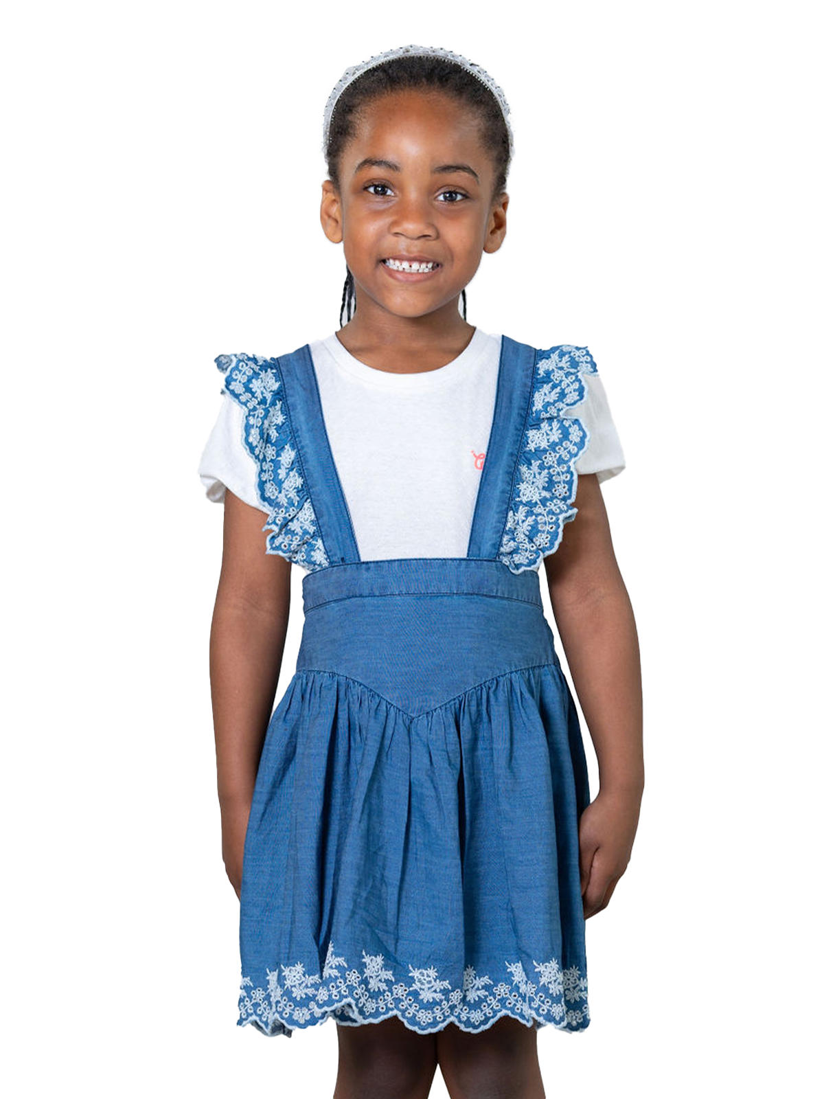 Blueberry Frill Scallop Embroidered Skirt Set