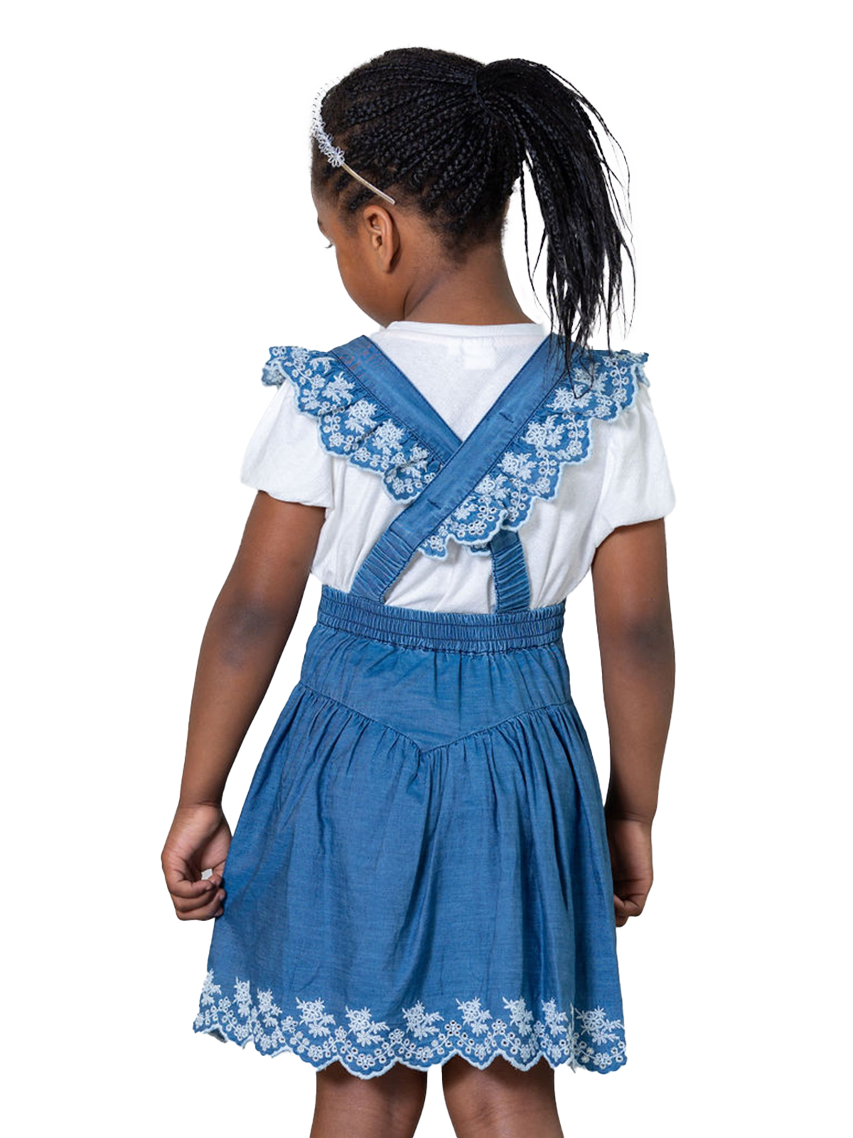 Blueberry Frill Scallop Embroidered Skirt Set