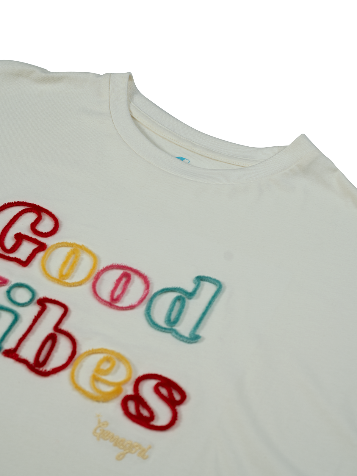 Embroidered  Slogan Puff Tee