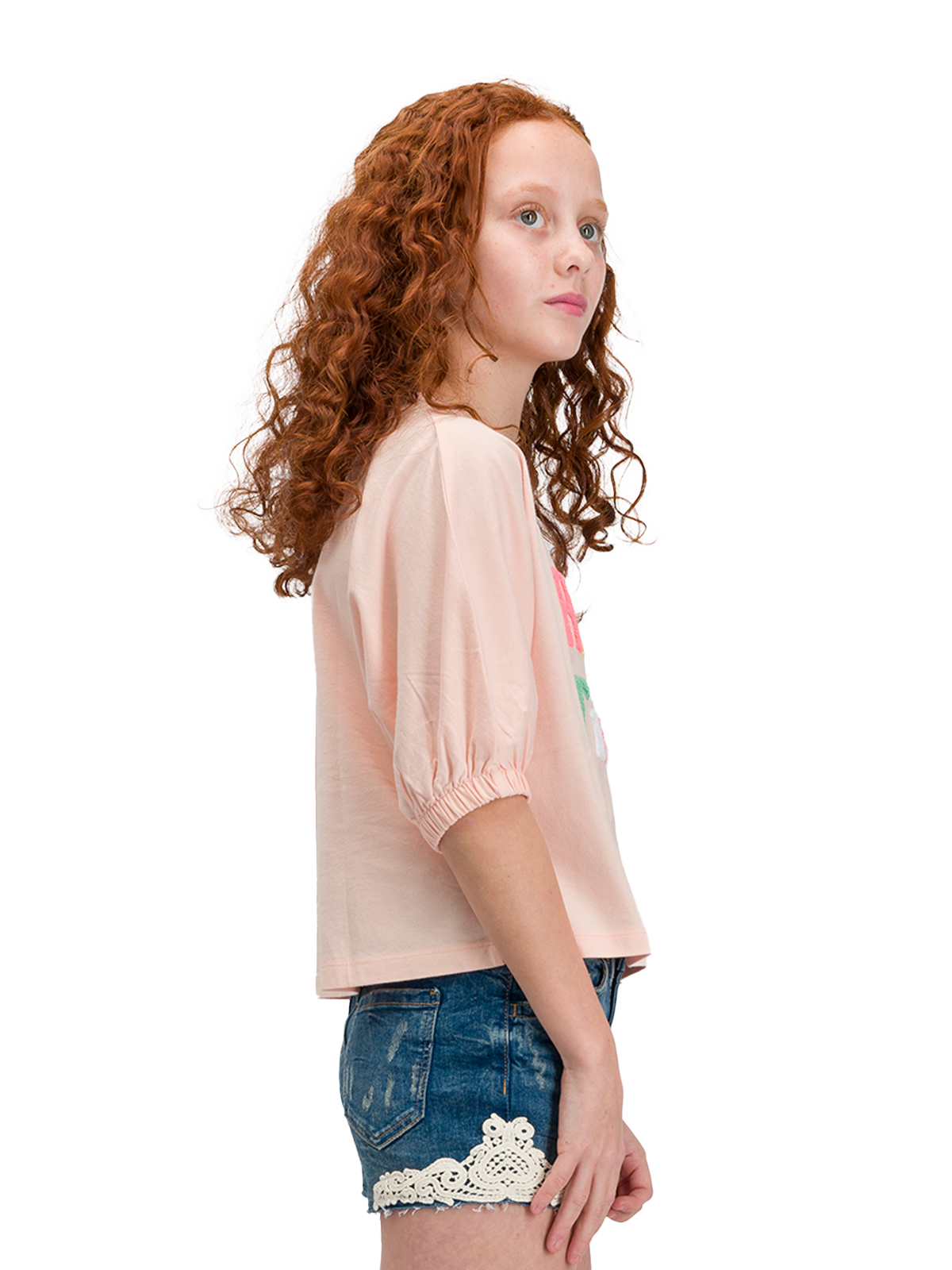 Embroidered  Slogan Puff Tee