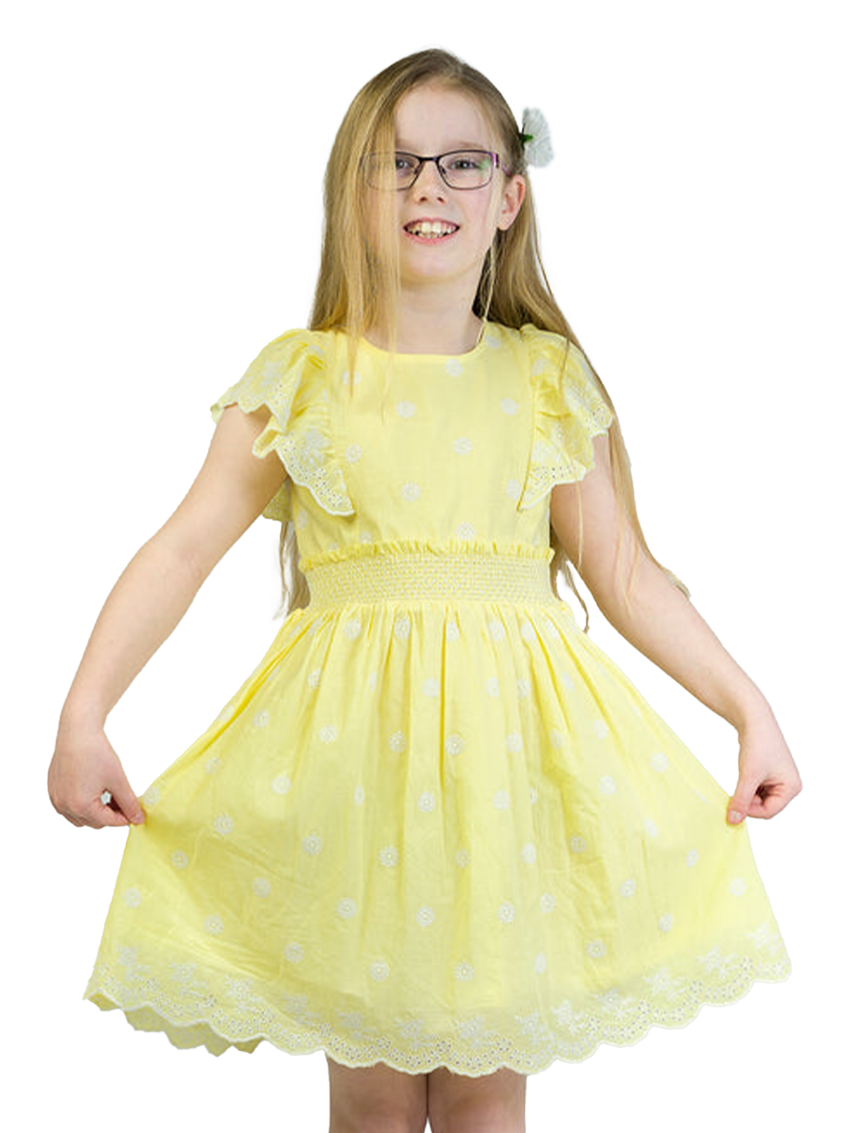 Golden Frill Embroidered Dress