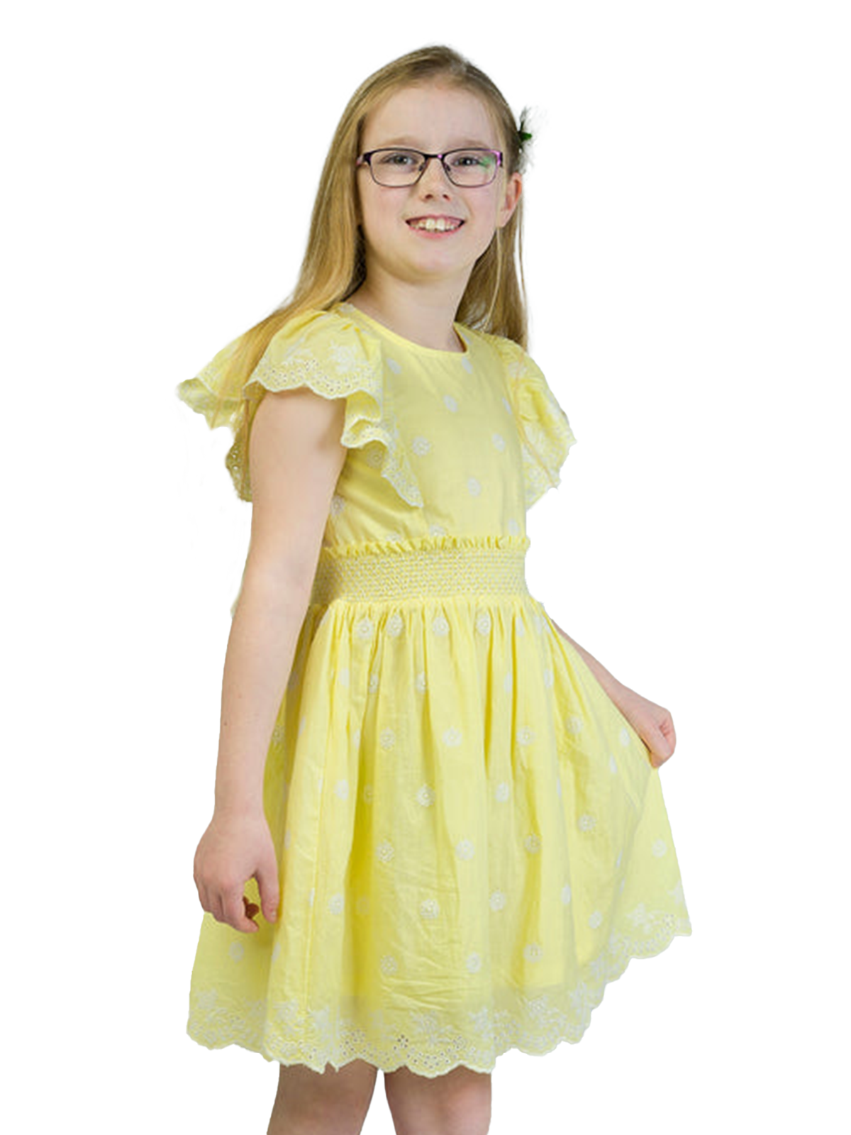 Golden Frill Embroidered Dress