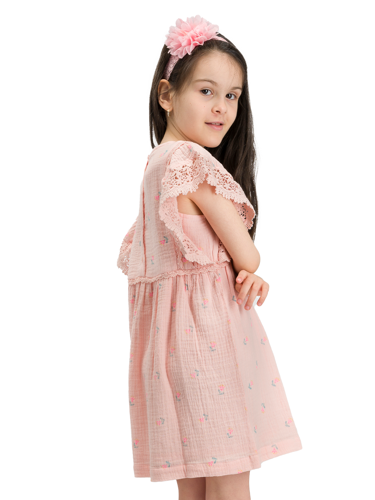 Peach Blossom Embroidered Dress