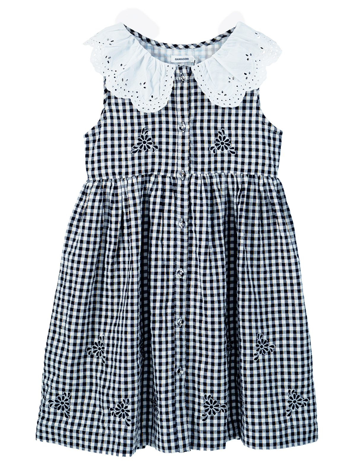 Willow Collar Embroidered Gingham Dress